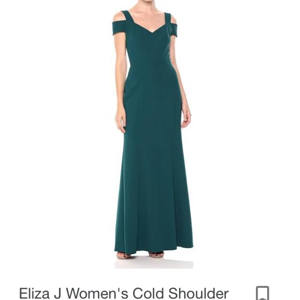 ElizaJ Teal Cold Shoulder Sweetheart neck Dress